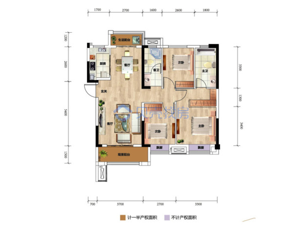 居室：3室2厅2卫 建面：109m²