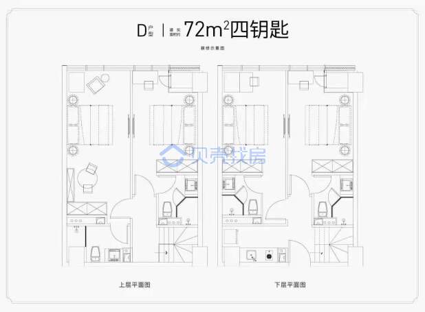 居室：4室4厅4卫 建面：72m²