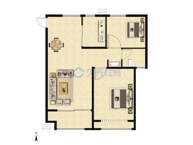 居室：2室2厅1卫 建面：75m²