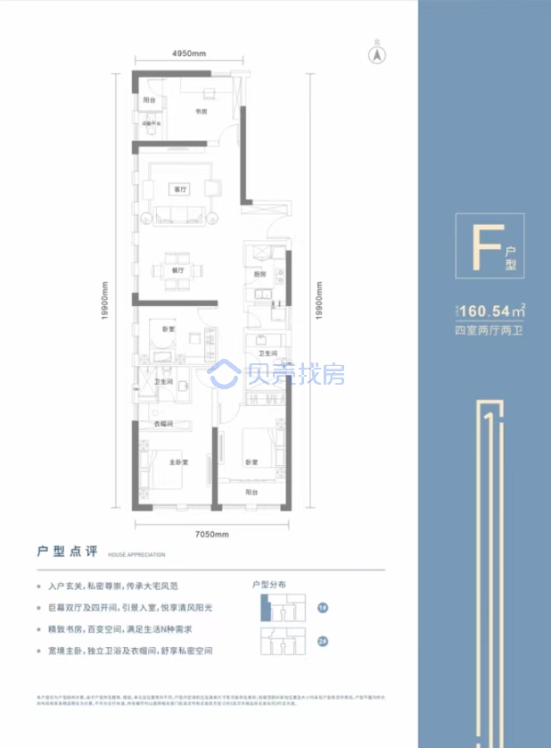 居室：4室2厅2卫 建面：160.54m²