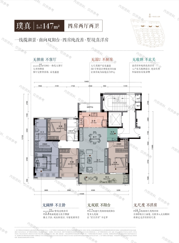 居室：4室2厅2卫 建面：147m²