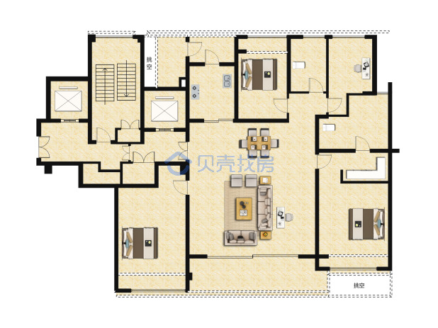 居室：4室2厅2卫 建面：160m²