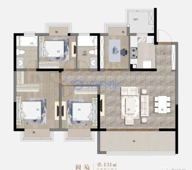 居室：4室2厅2卫 建面：131m²