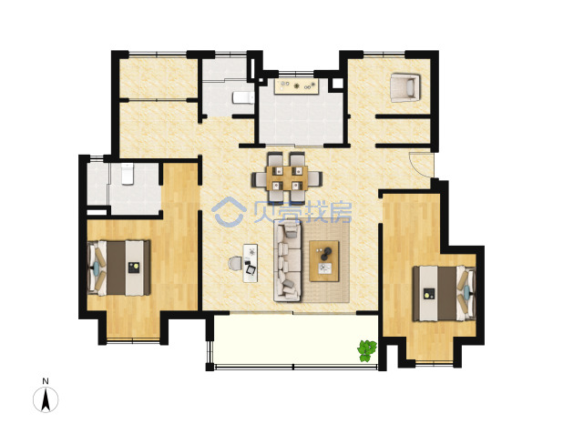 居室：4室2厅2卫 建面：122m²