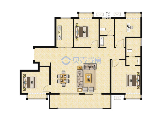 居室：4室2厅2卫 建面：132m²