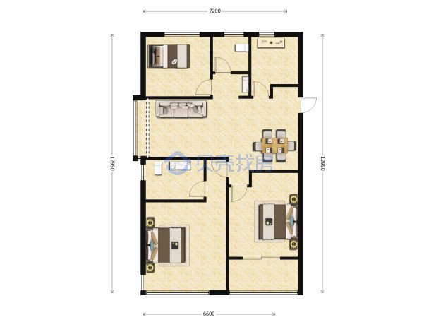 居室：3室2厅2卫 建面：98m²