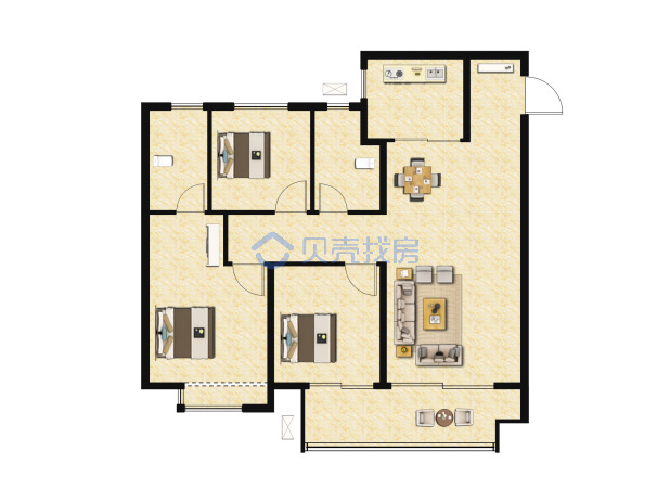 居室：3室2厅2卫 建面：99m²