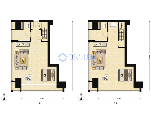 居室：2室2厅2卫 建面：88m²