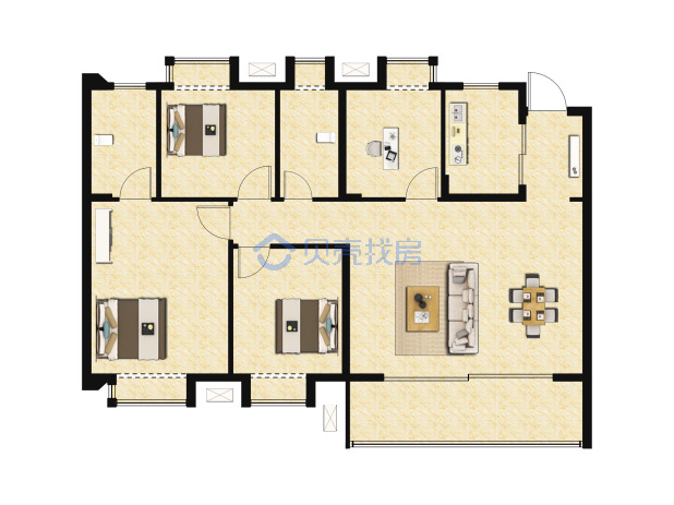 居室：4室2厅2卫 建面：125m²