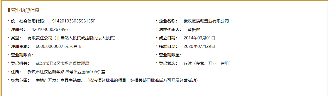 【武汉市庭瑞中心楼盘】房价,户型,开盘时间详情 开发商营业执照