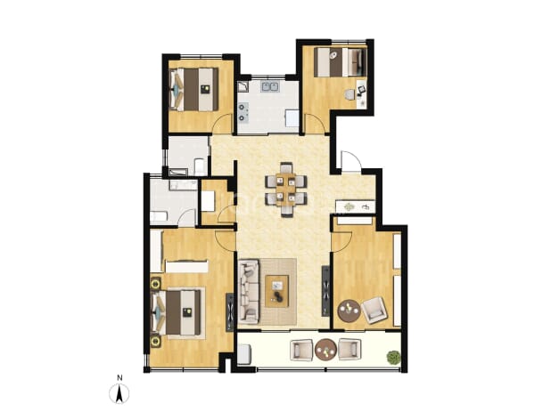 居室：4室2厅2卫 建面：137m²