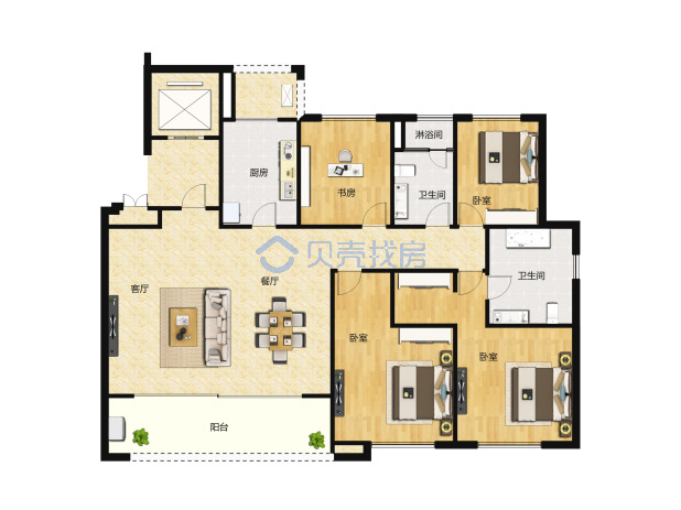 居室：4室2厅2卫 建面：140m²