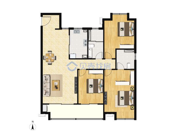 居室：3室2厅2卫 建面：115m²