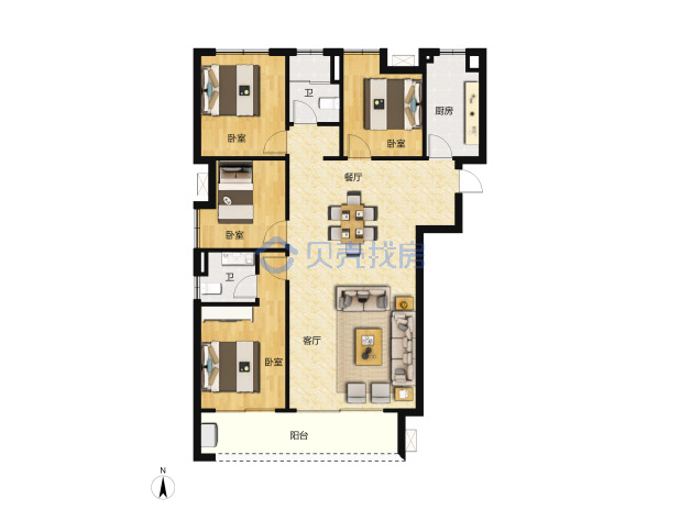 居室：4室2厅2卫 建面：147.12m²