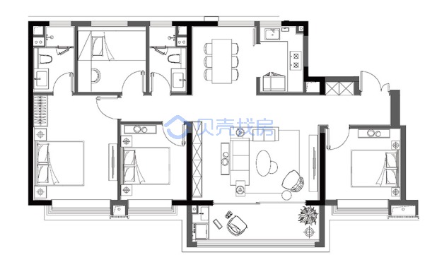 居室：4室2厅2卫 建面：142m²