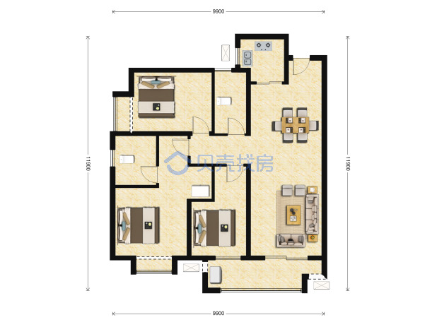 居室：3室2厅2卫 建面：120m²