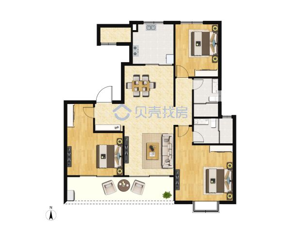 居室：3室2厅2卫 建面：115m²