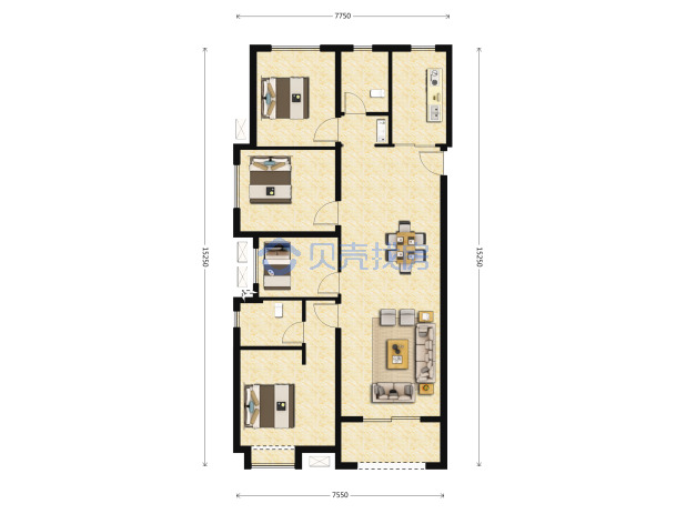 居室：4室2厅2卫 建面：142m²