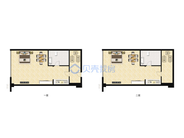 居室：2室2厅2卫 建面：44m²