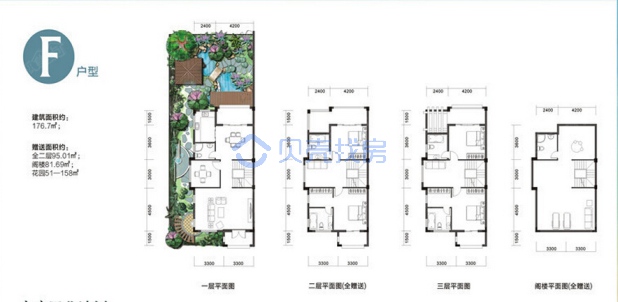 居室：4室3厅4卫 建面：176.7m²