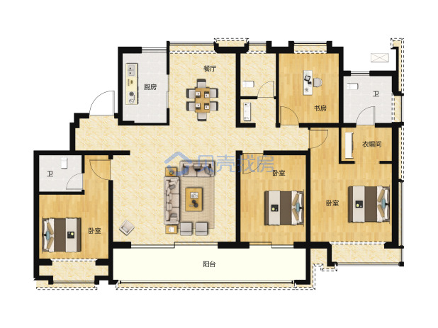 居室：4室2厅2卫 建面：184m²