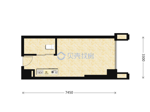 居室：1室1厅1卫 建面：38m²