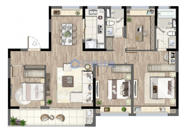 居室：4室2厅2卫 建面：138m²