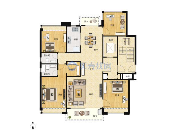 居室：4室2厅2卫 建面：139m²