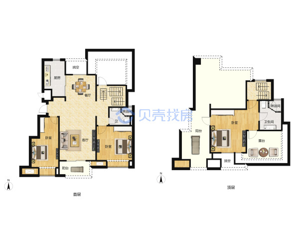 居室：3室2厅2卫 建面：122m²