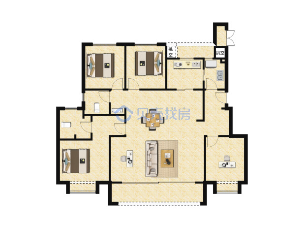 居室：4室2厅2卫 建面：151m²