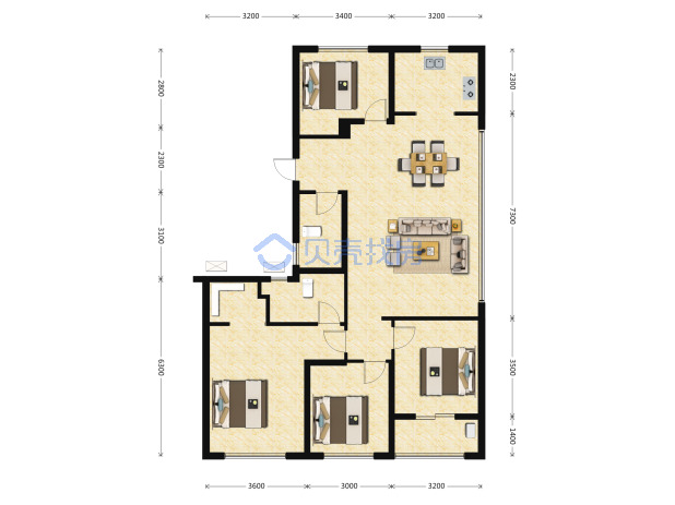 居室：4室2厅2卫 建面：135m²