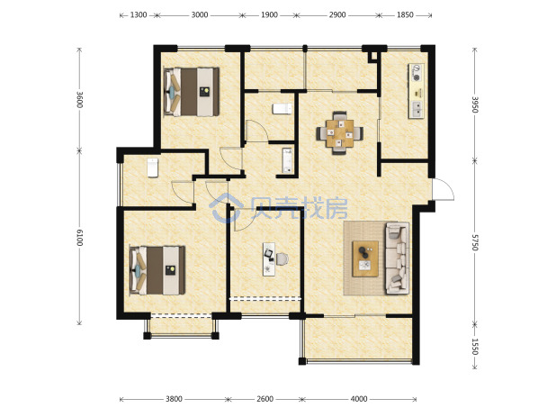 居室：3室2厅2卫 建面：130m²