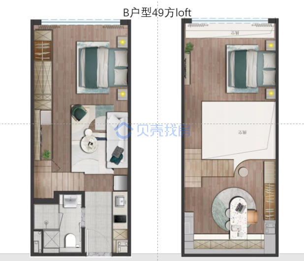 居室：3室1厅1卫 建面：49m²