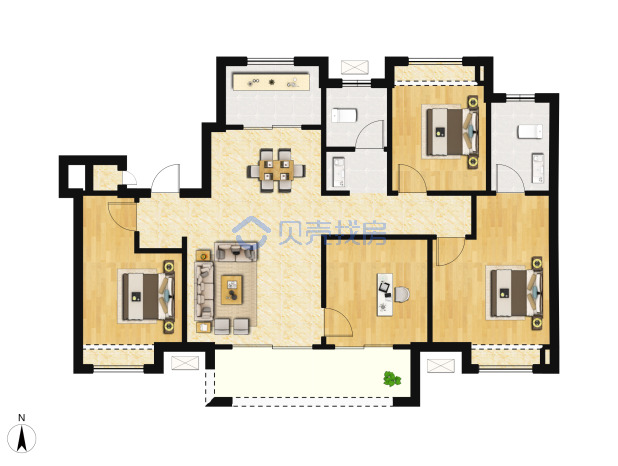 居室：4室2厅2卫 建面：128m²