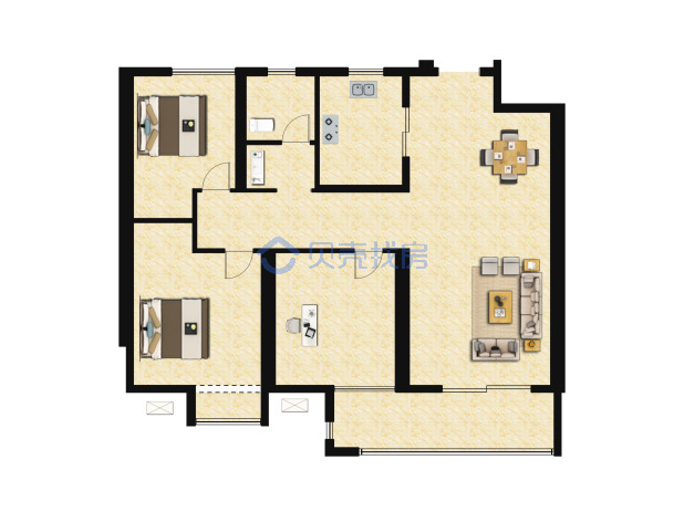 居室：3室2厅1卫 建面：114.55m²