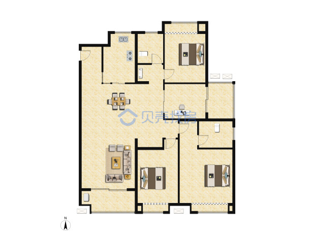 居室：4室2厅2卫 建面：135m²