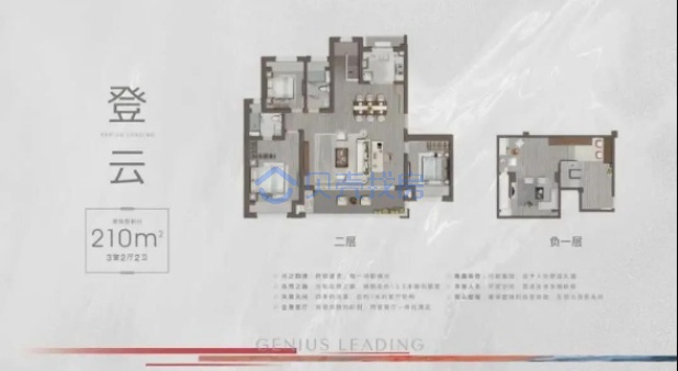 居室：3室2厅2卫 建面：210m²