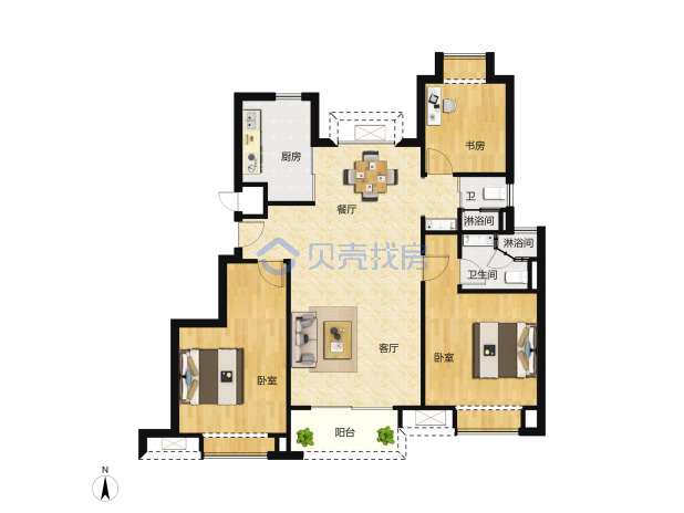 居室：4室2厅2卫 建面：120m²