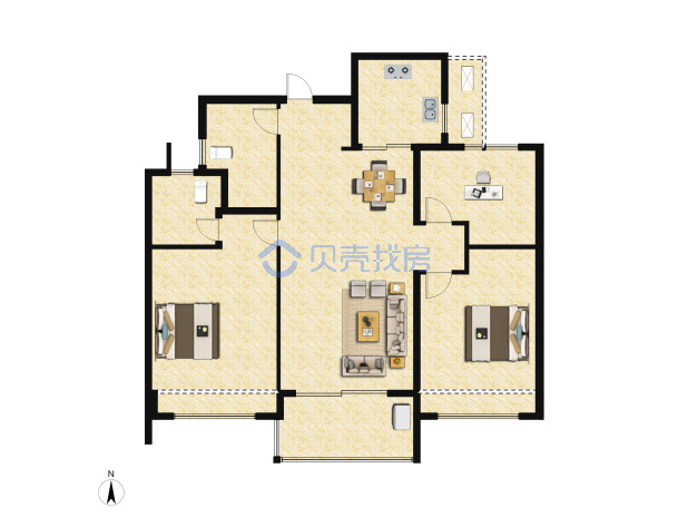 居室：3室2厅2卫 建面：89m²