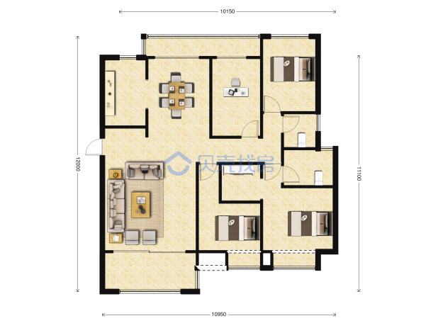 居室：4室2厅2卫 建面：130m²