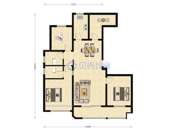 居室：3室1厅2卫 建面：120m²