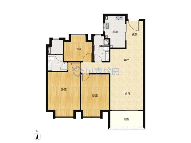 居室：3室2厅2卫 建面：96m²