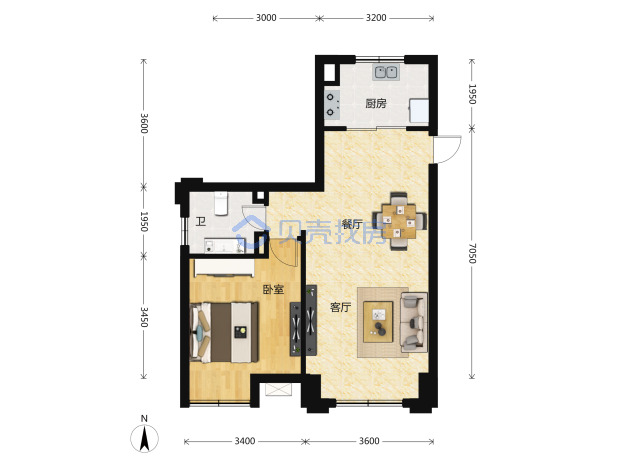 居室：1室2厅1卫 建面：78m²