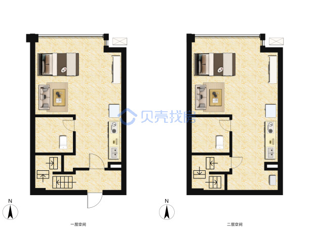 居室：2室2厅2卫 建面：42m²