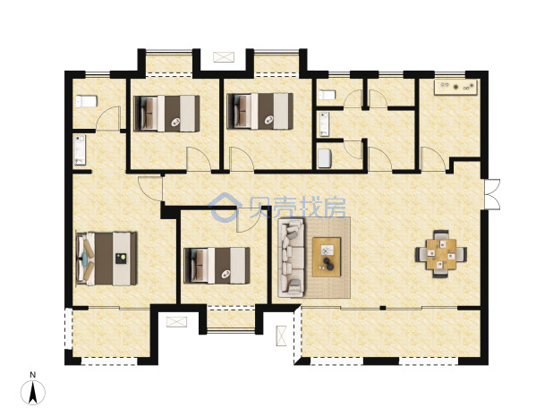 居室：4室2厅2卫 建面：142m²