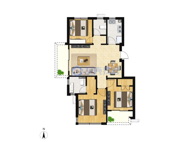 居室：3室2厅2卫 建面：100m²