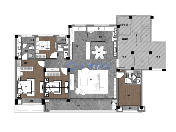 居室：4室2厅3卫 建面：180m²