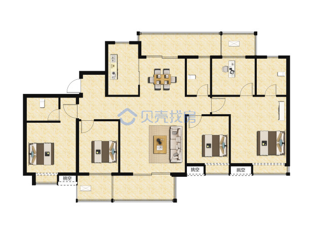 居室：5室2厅3卫 建面：167m²