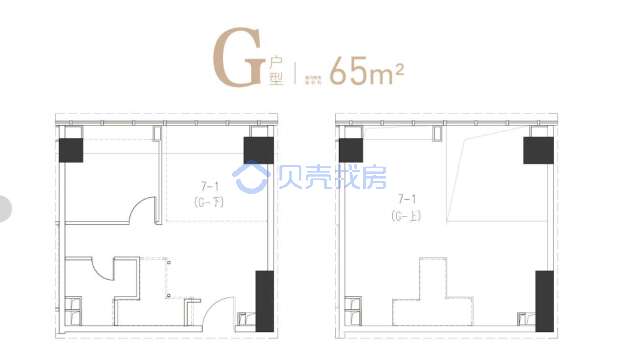 居室：1室1厅1卫 建面：65m²