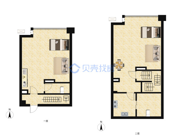 居室：3室2厅2卫 建面：34m²